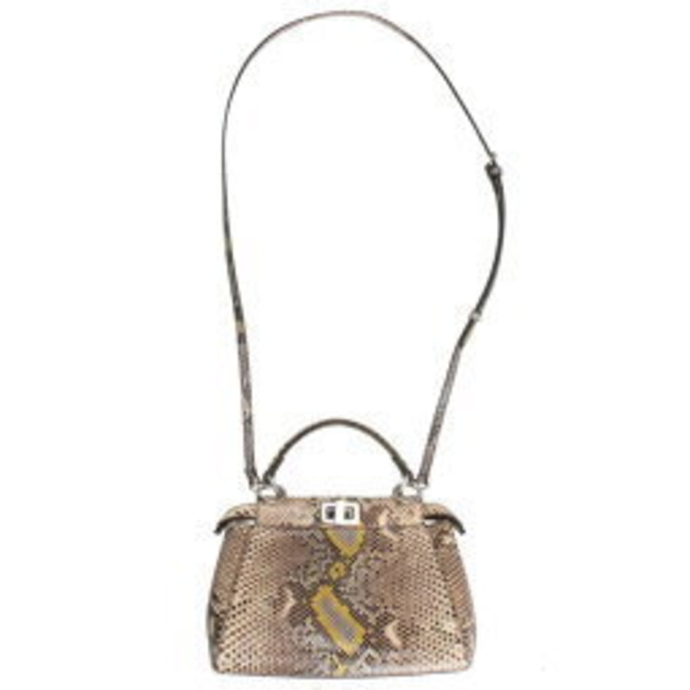 Fendi Peekaboo Python Leather Handbag Brown - image 2